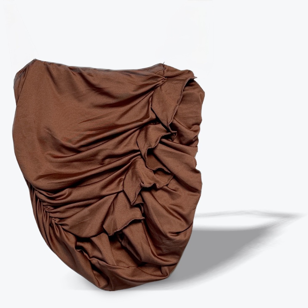 Gaze Ruched Tube Top Brown Small NWT Ruffle Side Draped Strapless Crop Top